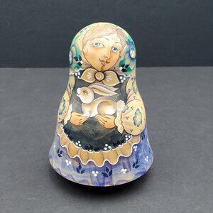 Russian Roly Poly Doll Nevaliashka Wooden Musical Chime Doll Made in Russia